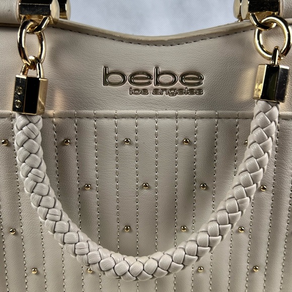 Bebe Aliah Stud Micro Shopper Crossbody Bag In Light Beige No Crossbody Strap - Picture 2 of 13
